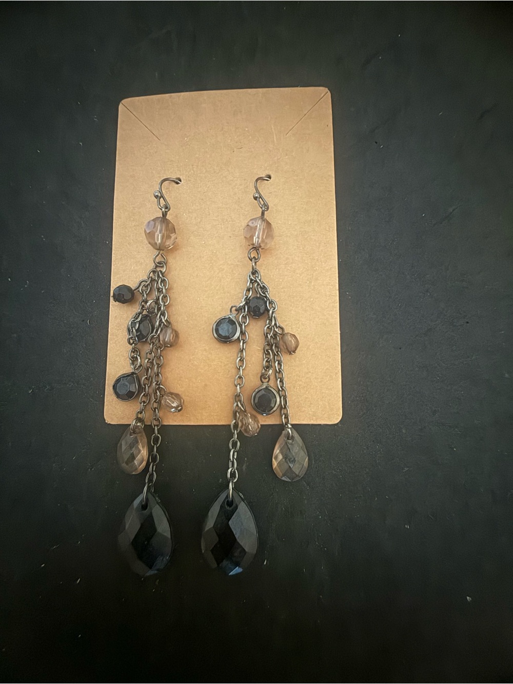 Elegant Black and Smoky Crystal Drop Earrings - Women Jewelry